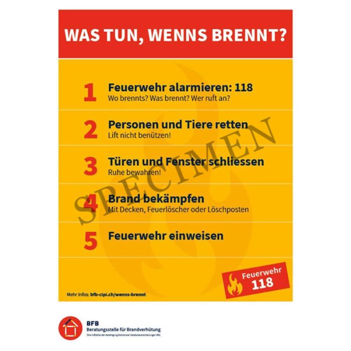 Merkblatt «Was tun wenn's brennt?»