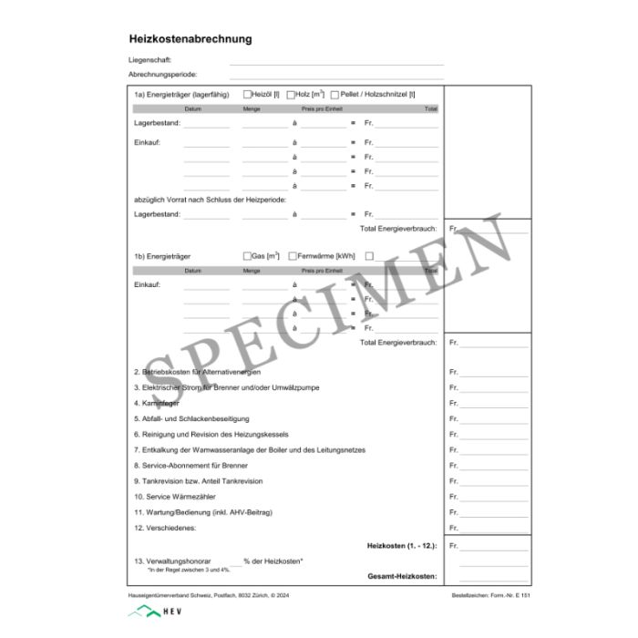 E151 Heizkostenabrechnung