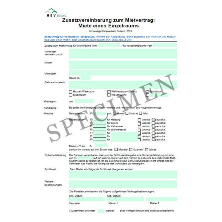 Zusatzvereinbarung zum Mietvertrag: Miete eines Einzelraumes