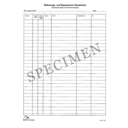 F201 Wohnungs- und Reparaturenverzeichnis