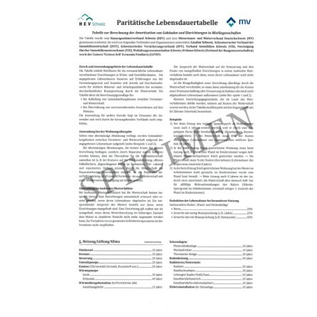 Paritätische Lebensdauertabelle