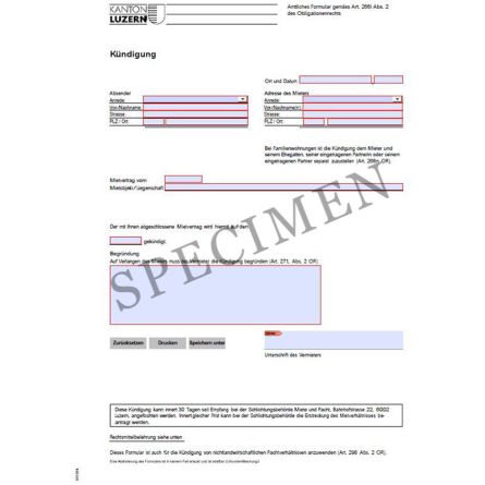 Amtliches Formular für die Kündigung (Kanton Luzern)