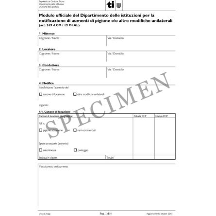 Amtliches Formular zur Mietzinsänderung (Kanton Tessin)